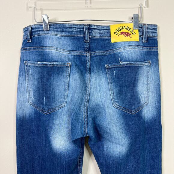 DSQUARED2 | Men’s Icon Distressed Slim Medium Wash Designer Blue Jeans 54 US 44 - Picture 9 of 12